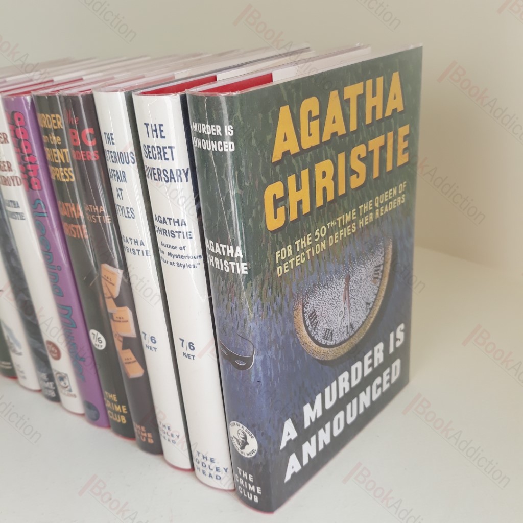 Murder at the Vicarage; Endless Night; And Then There Were None; Death on the Nile; The Mysterious Affair at Styles; The ABC Murders;  A Murder is Announced; Sleeping Murder; Crooked House; Murder on the Orient Express; The Murder of Roger Ackroyd; The Secret Adversary