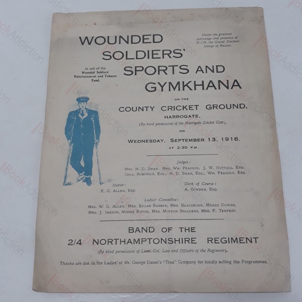 Programme for the Wounded Soldiers' Sports and Gymkhana, Harrogate, September 1916