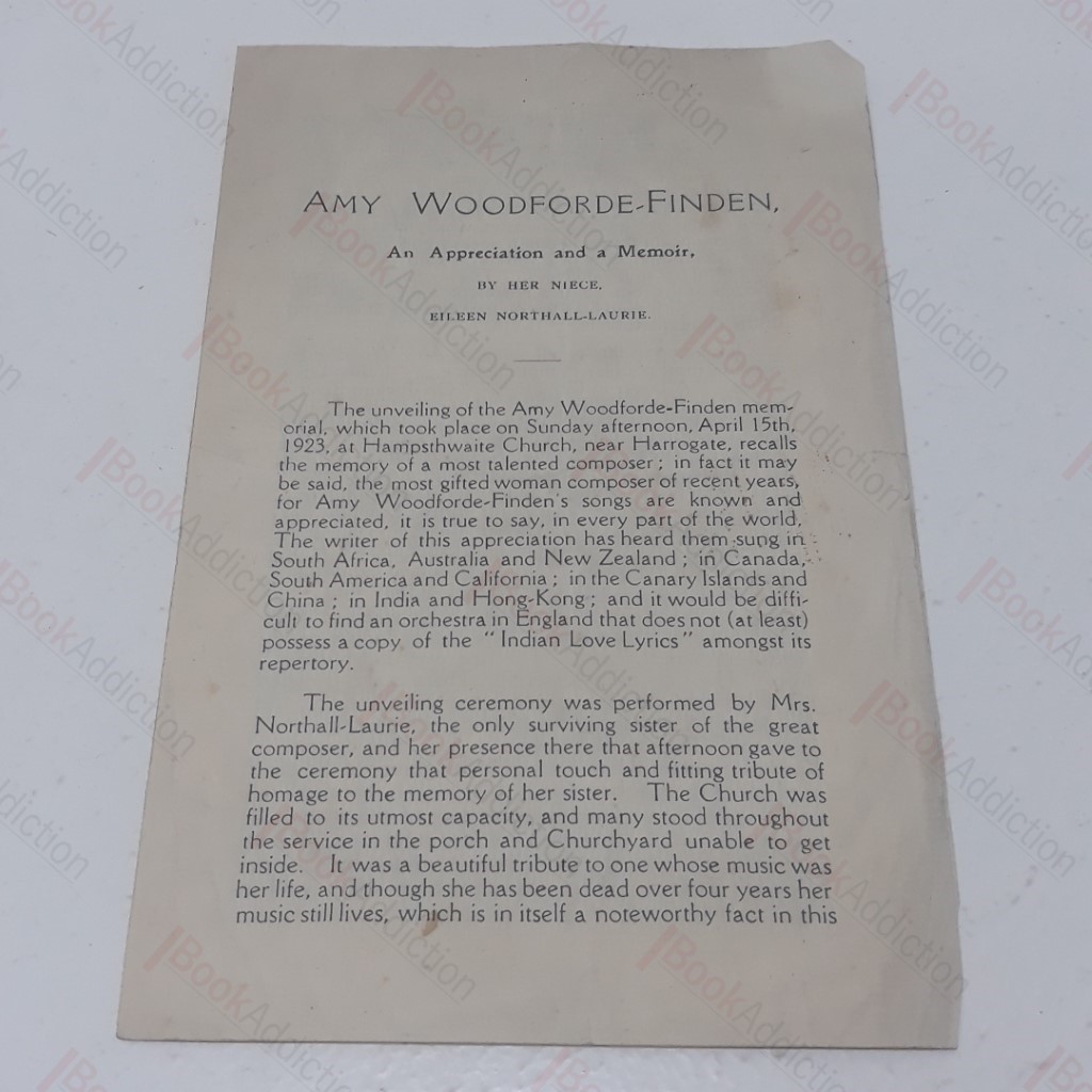 Amy Woodforde-Finden : An Appreciation and Memoir