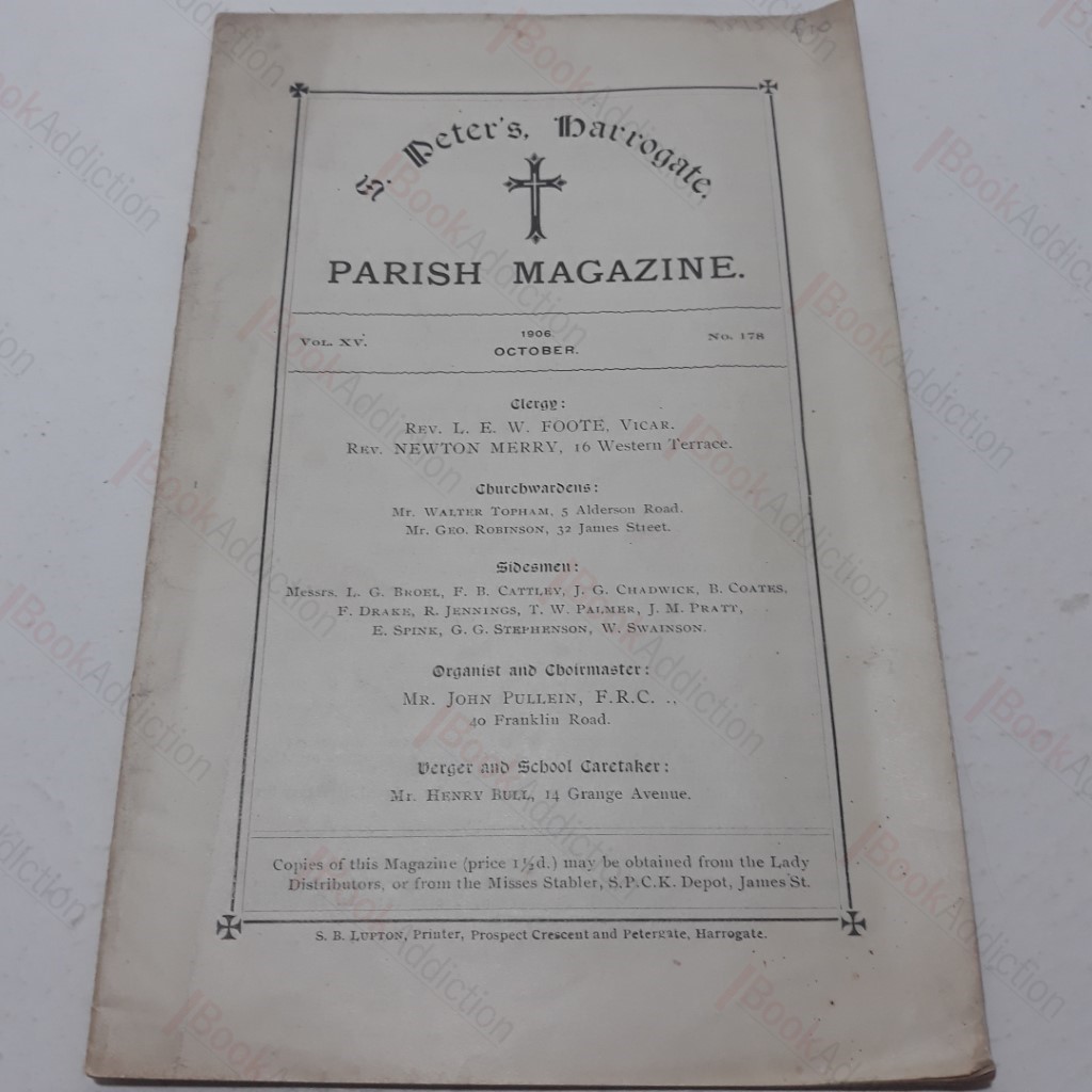 St. Peter's, Harrogate, Parish Magazine for October 1906 (Vol. XV. No. 178.)