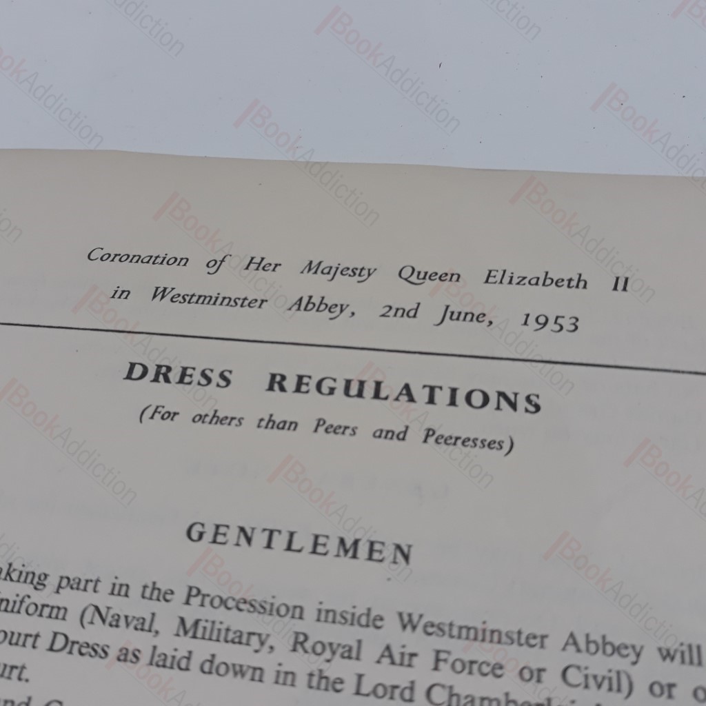 Dress Regulations (for others than Peers and Peeresses) for the Coronation of  Her Majesty Queen Elizaeth II in Westminster Abbey, 2 June 1953
