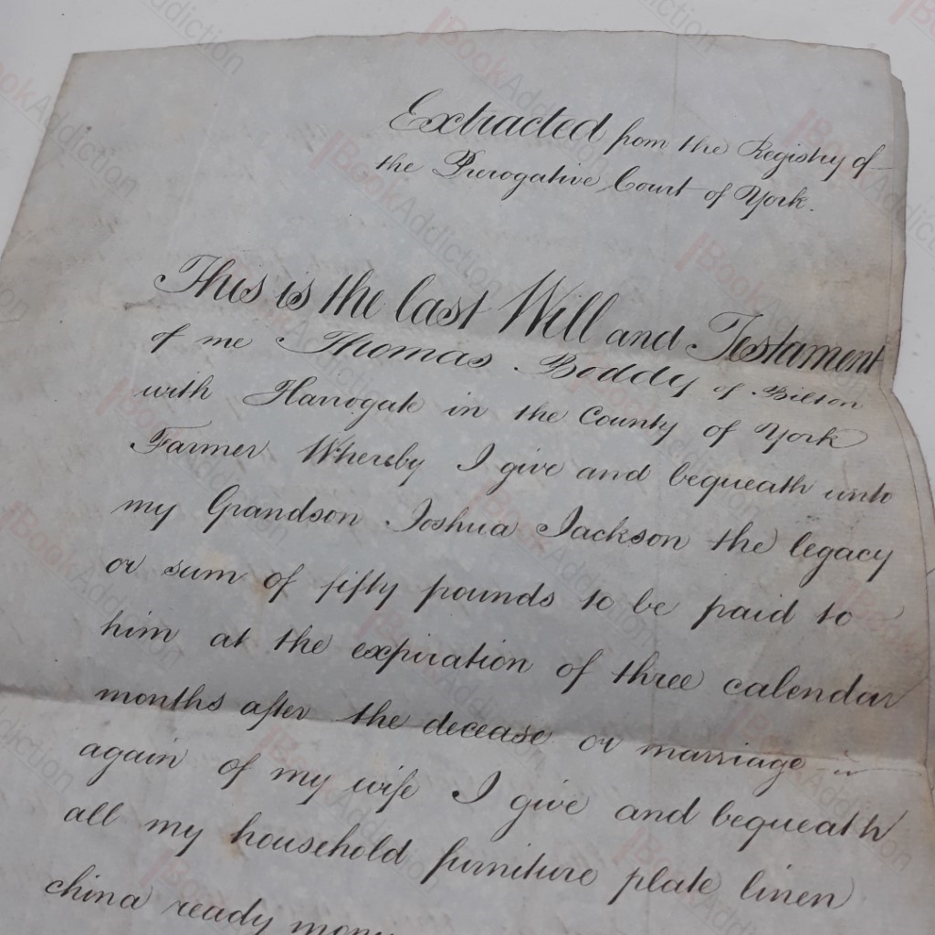 The Last Will and Testament of Thomas Boddy of Bilton with Harrogate, dated 1851