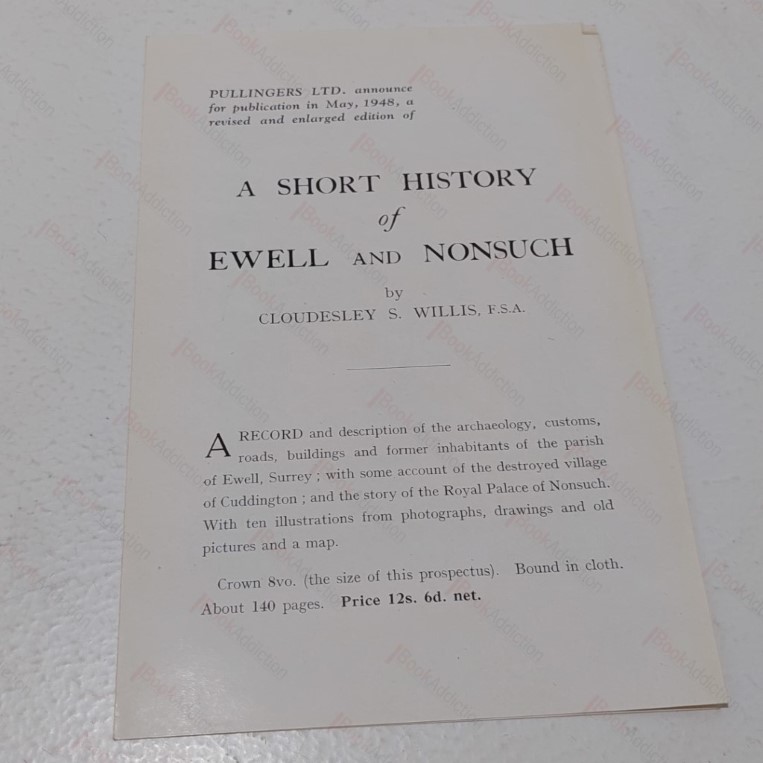 A Short History of Ewell and Nonsuch (Publisher's Promptional Leaflet, 1948)