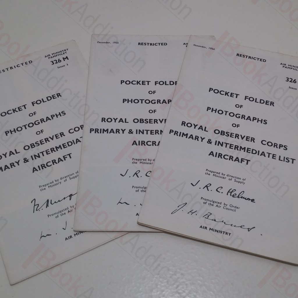 Pocket Folder of Photographs of Royal Observer Corps Primary and Intermediate List Aircraft, Issues 1, 2 and 3 (Air Ministry Pamphlets)