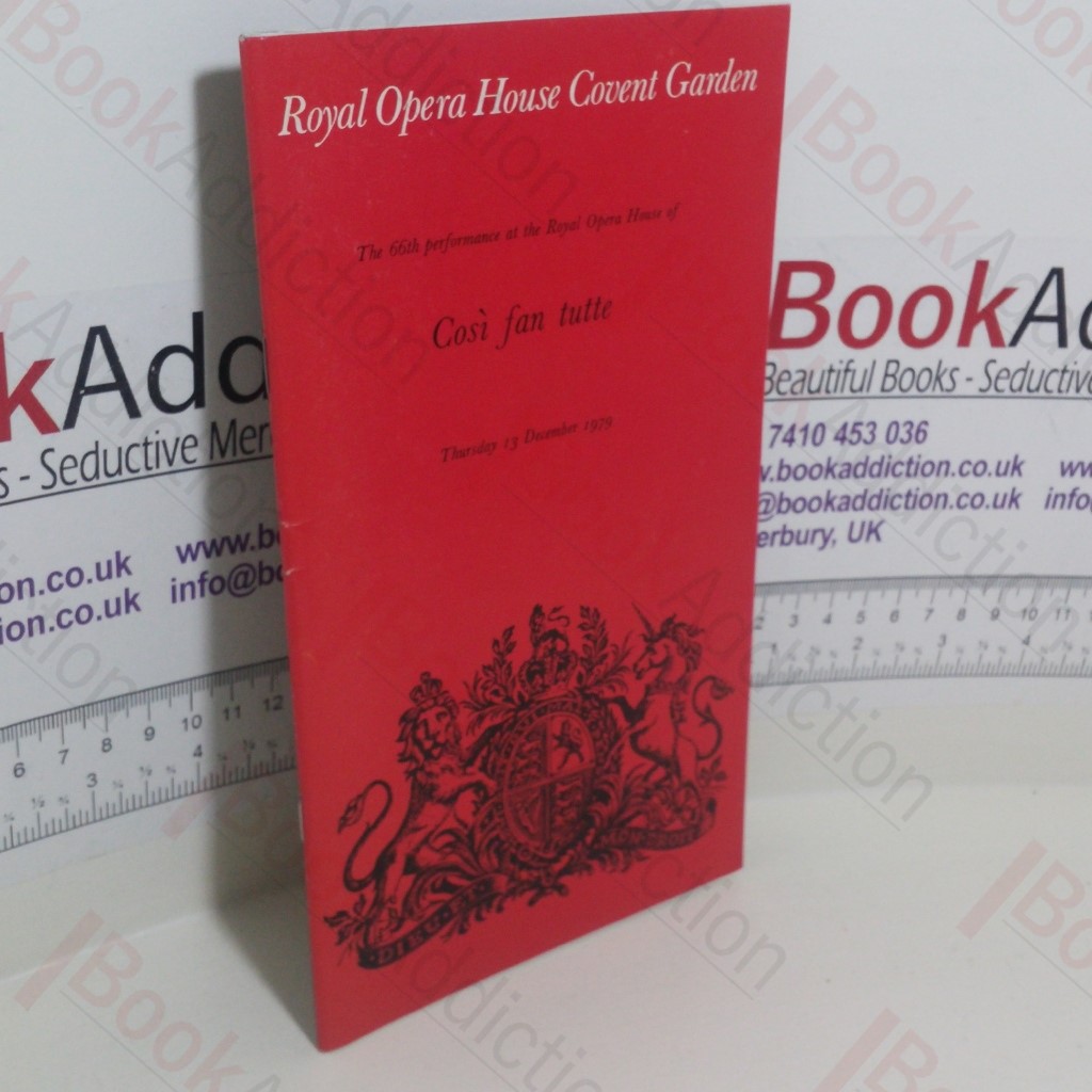 Così Fan Tutte (Programme, Royal Opera House Covent Garden, London, UK. 13 December 1979)
