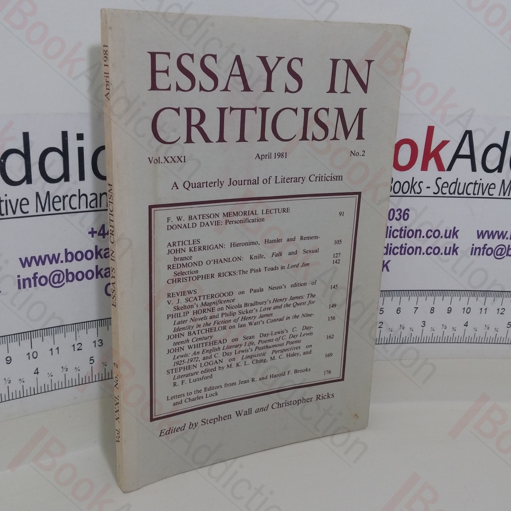 Essays in Criticism: Volume XXXI, No. 2, April 1981