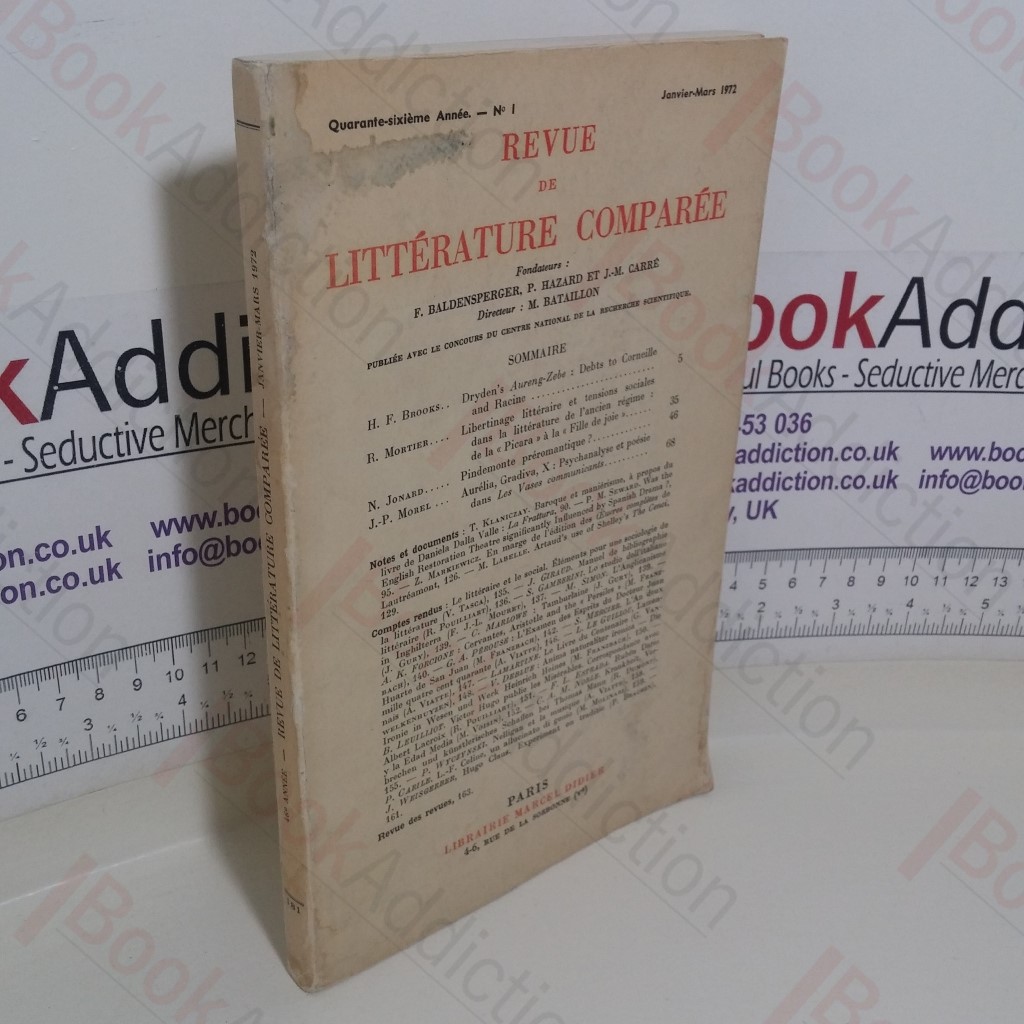 Revue De Litterature Comparee (Janvier-Mars 1972)