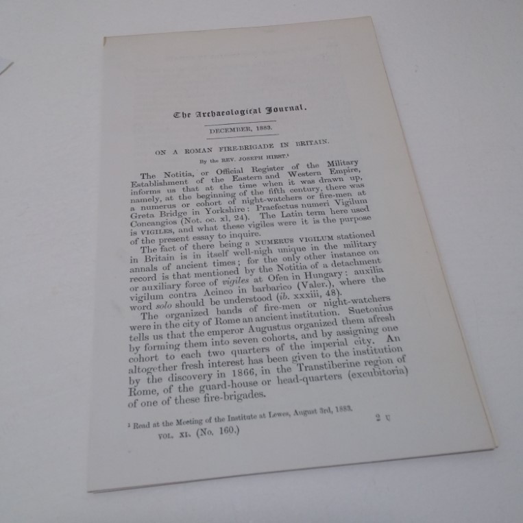 The Roman Fire Brigade in Britain (The Archaeological Journal, December 1883)