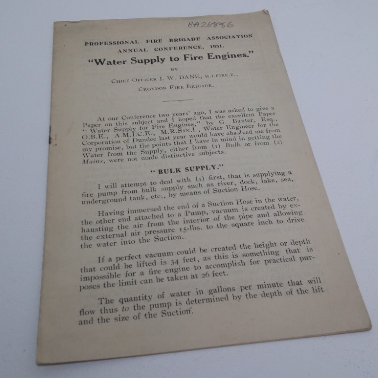 Water Supply to Fire Engines, 1931