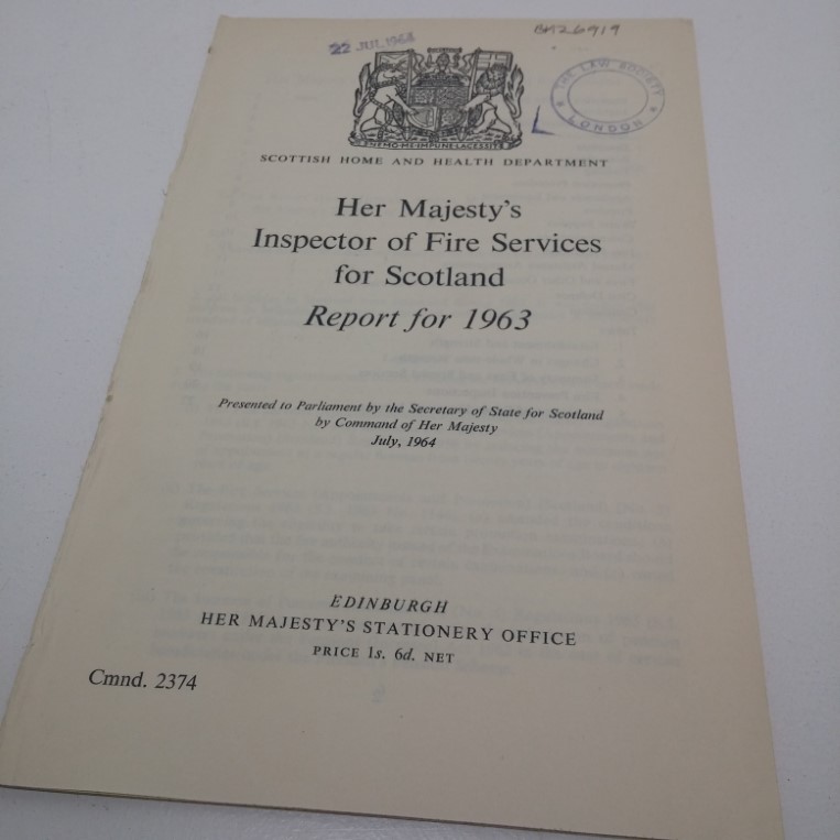 Her Majesty's Inspector of Fire Services for Scotland, Report for 1963 (Scottish Home and Health Department, Cmnd 2374)