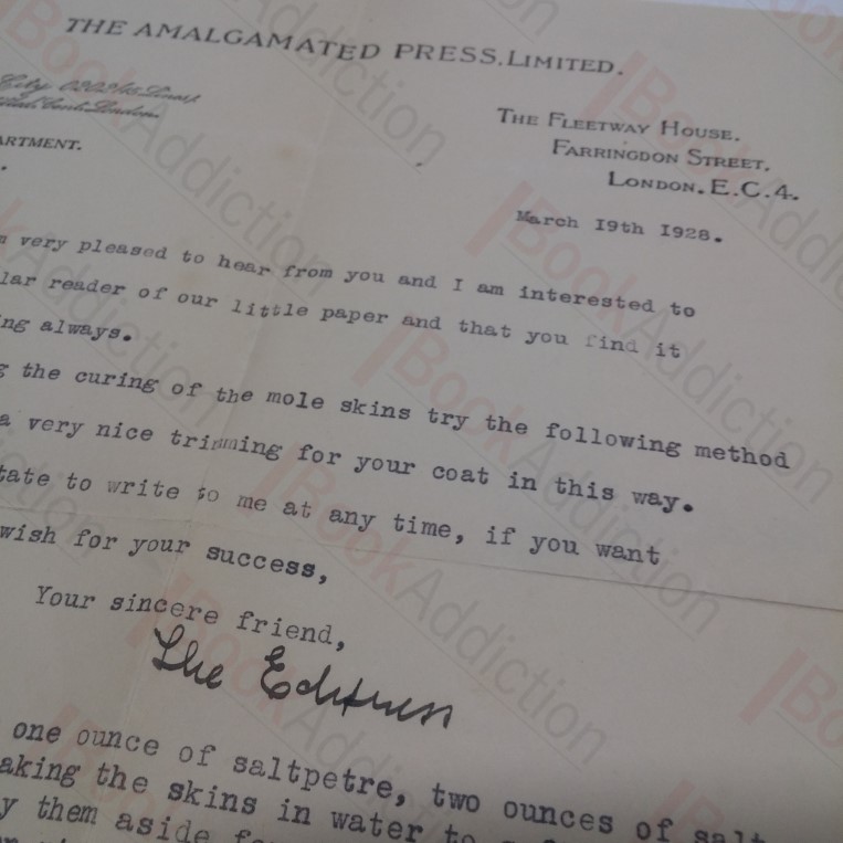 Letter from the Amalgamated Press Regarding Mole Skin, dated March 1928